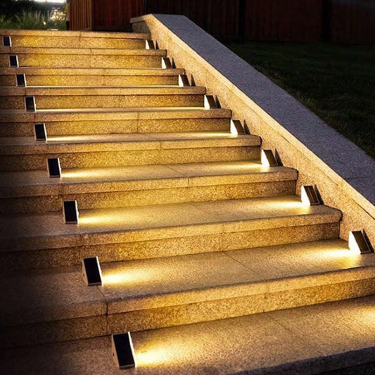 Outdoor Solar Step Lights, RGB & Warm White, Waterproof IP67, Auto On, Triangle Deck Lights for Patio, Yard, Driveway and Porch